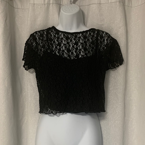 Arizona Jean Company Tops - Arizona Jeans Co. black lace top with tank NWT